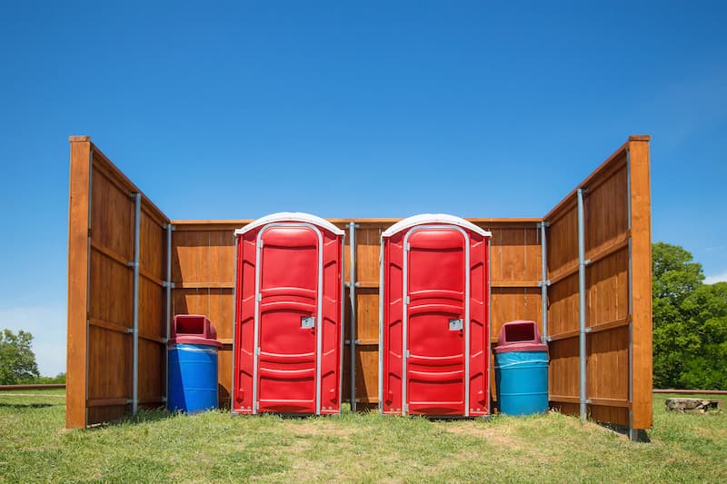 Short-term porta potty units staged for delivery in Massena, New York